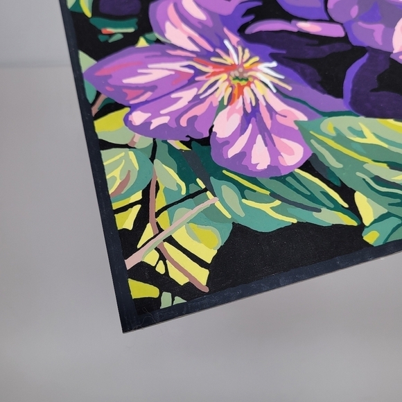 Clematis & Butterflies Finished Acrylic Paint By Number Painting 11×14 W/ Border - Picture 11 of 17